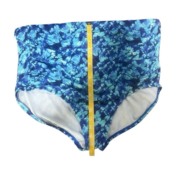 Swimsuits For All Women's Plus Size Shirred High Waist Swim Brief in Blue - Picture 8 of 10